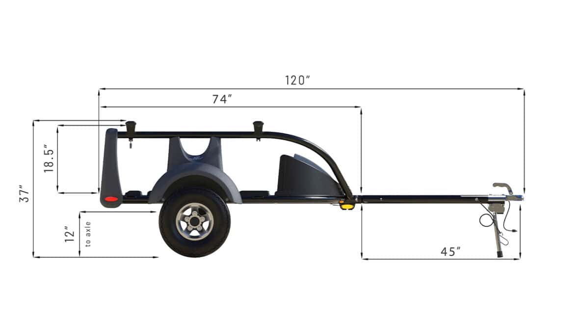 Lightweight SylvanSport GO EASY kayak trailer for easy transport and storage.