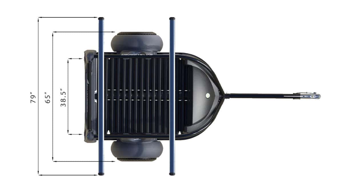 Compact SylvanSport GO EASY kayak trailer for easy transport and storage.