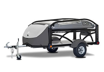 Compact GO camping trailer for outdoor adventures and travel.