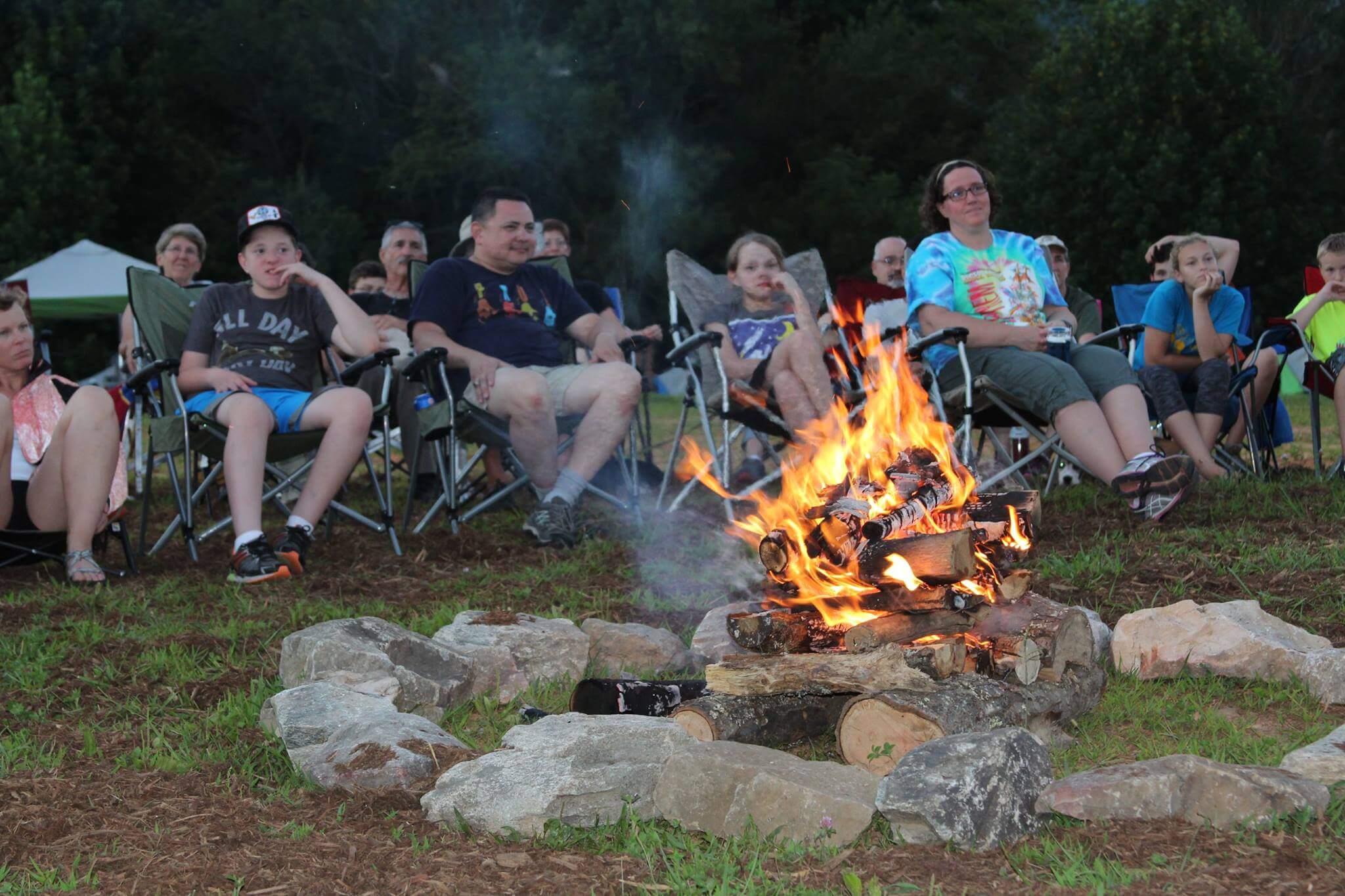 Camp dark sky campfire