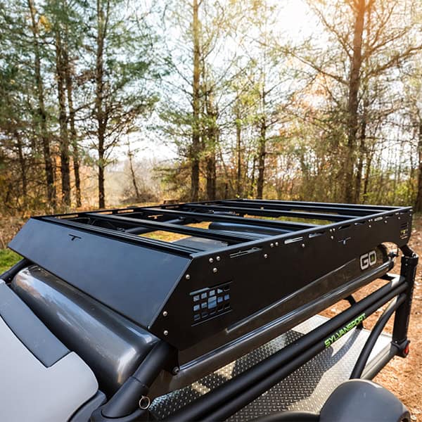Durable DuraDeck roof rack on SylvanSport trailer for outdoor gear.