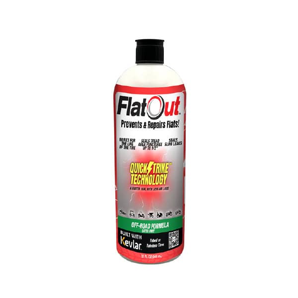 Quickstrike Off-Road FlatOut tire sealant for off-road vehicles.