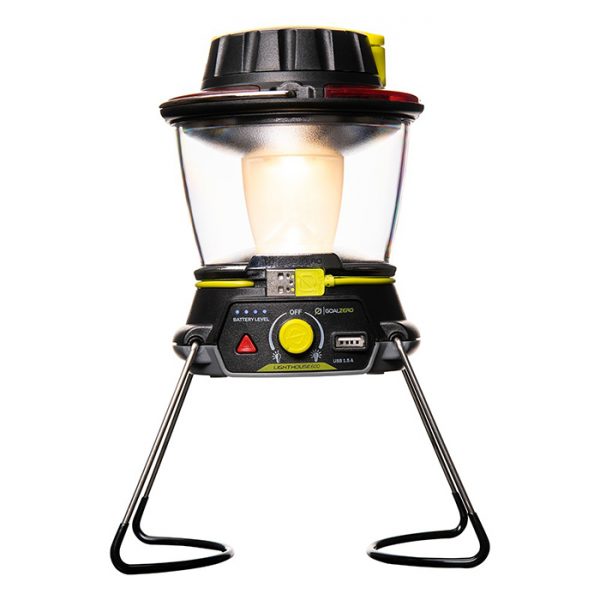 Goal Zero Lighthouse 600 Collapsible legs open front view studio photo