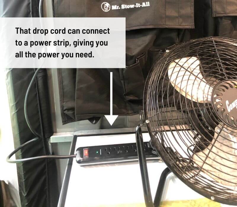 Power strip connected inside GO Camping Trailer